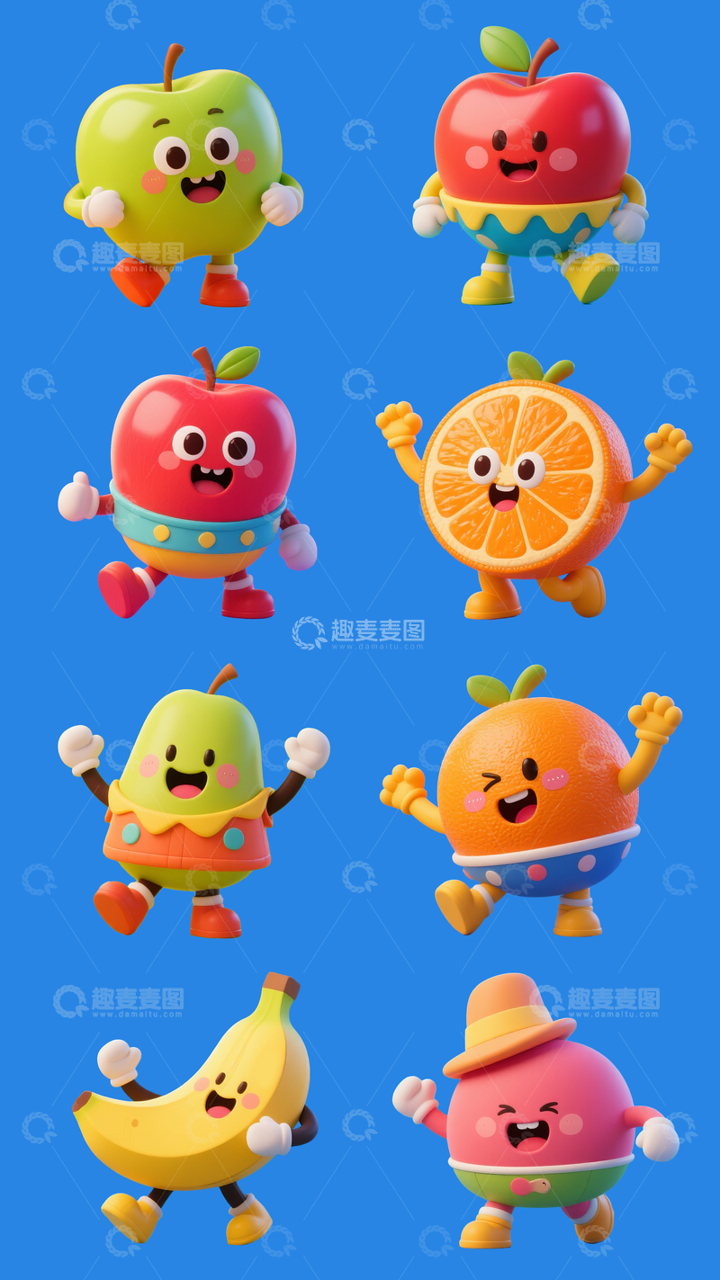 源文件下载【趣麦麦图】拟人3d水果4