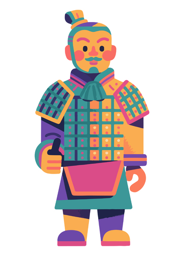 卡通武士形象设计插画