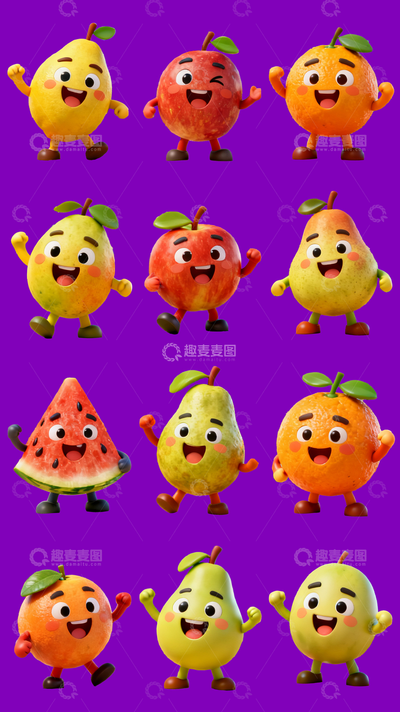 源文件下载【趣麦麦图】拟人3d水果5