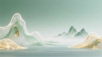 山水意境中国风艺术插画