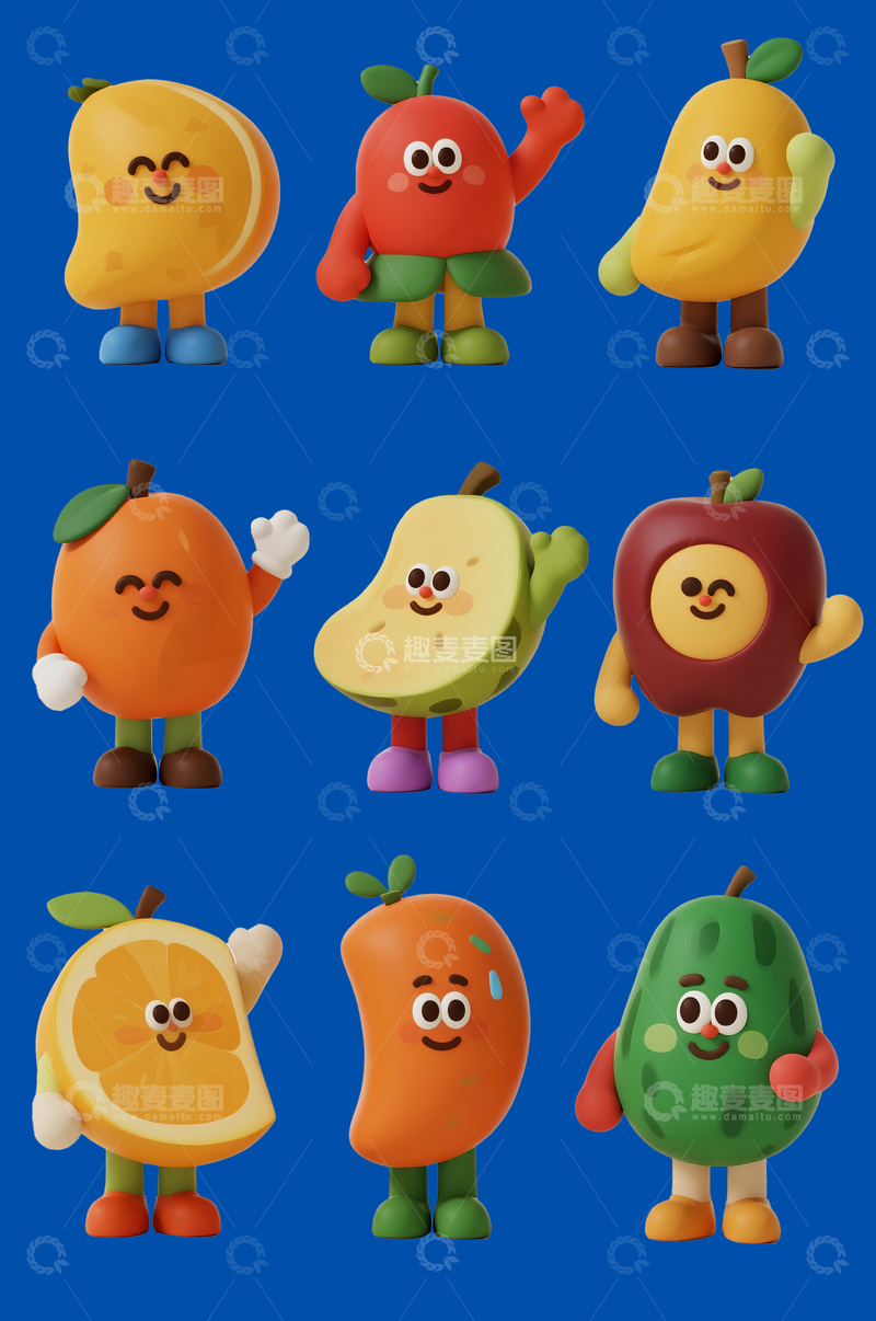 源文件下载【趣麦麦图】拟人3d水果6