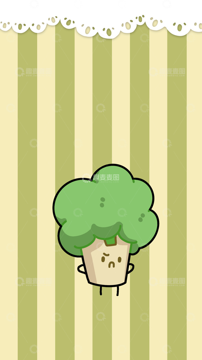 卡通西兰花壁纸设计