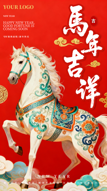 马年吉祥喜庆新年海报设计