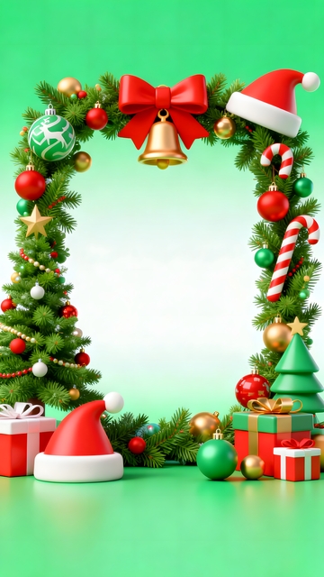 圣诞节花圈拱门背景