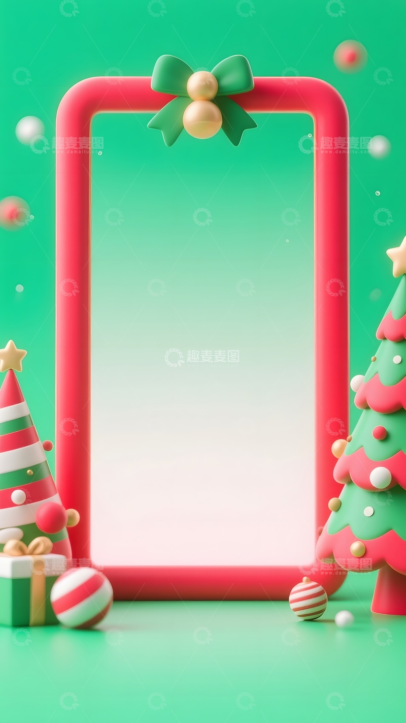 高清大图下载【趣麦麦图】圣诞节卡通门框背景