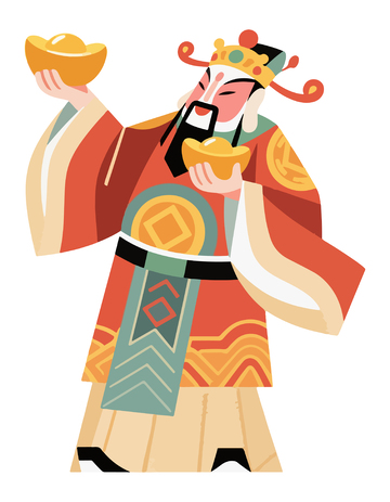 传统中国财神插画矢量素材