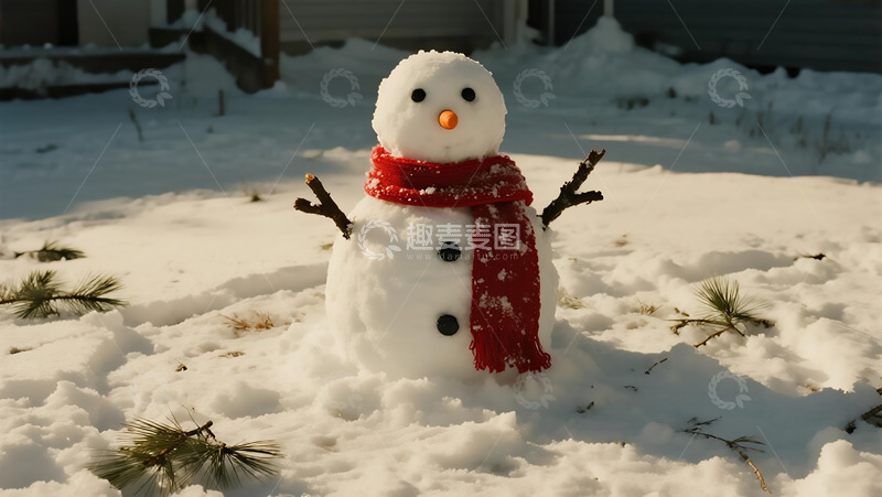 高清大图下载【趣麦麦图】节气系列之冬季雪人