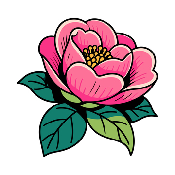 卡通风格粉色花朵插画设计素材