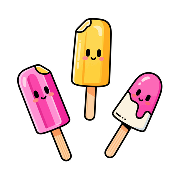 可爱卡通冰棒贴纸设计素材