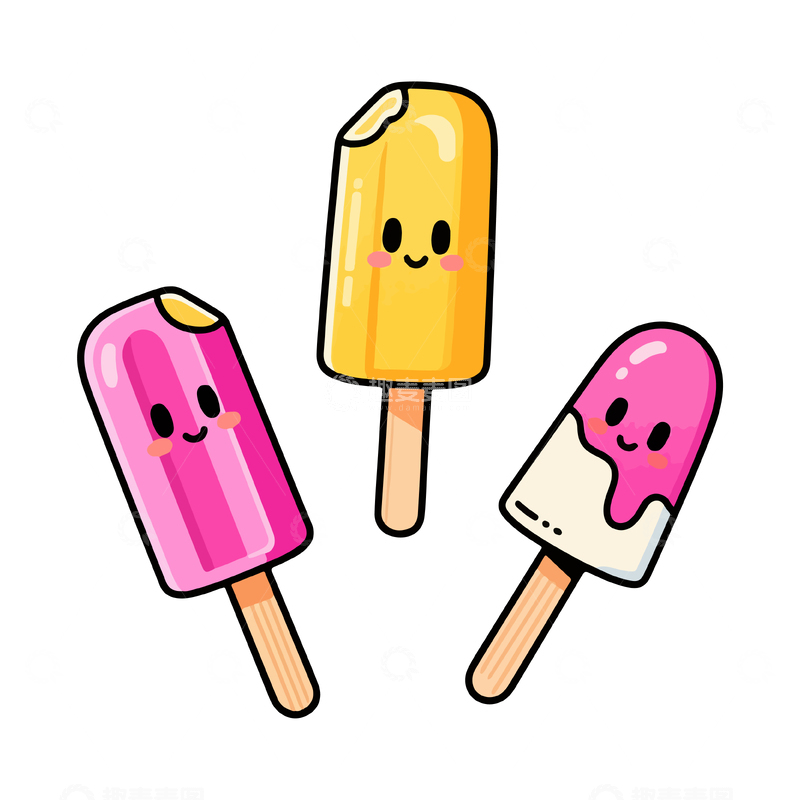 源文件下载【趣麦麦图】可爱卡通冰棒贴纸设计素材