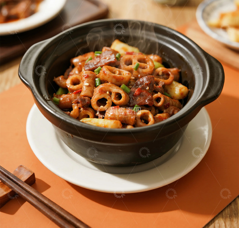 高清大图下载【趣麦麦图】砂锅炖章鱼美食烹饪摄影