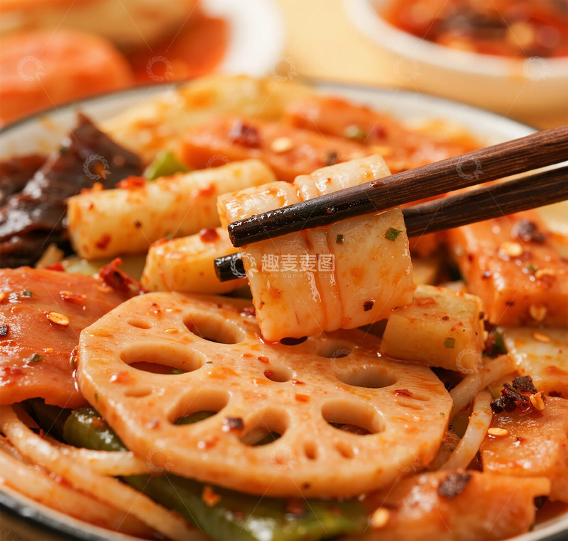 高清大图下载【趣麦麦图】辣味莲藕美食摄影