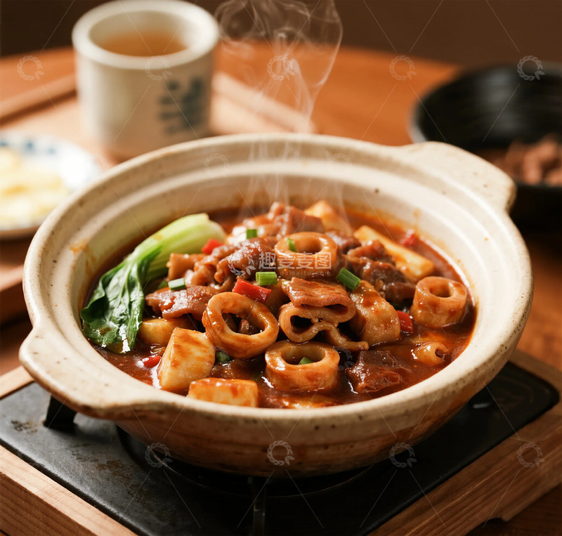 高清大图下载【趣麦麦图】砂锅肥肠煲美食摄影图片