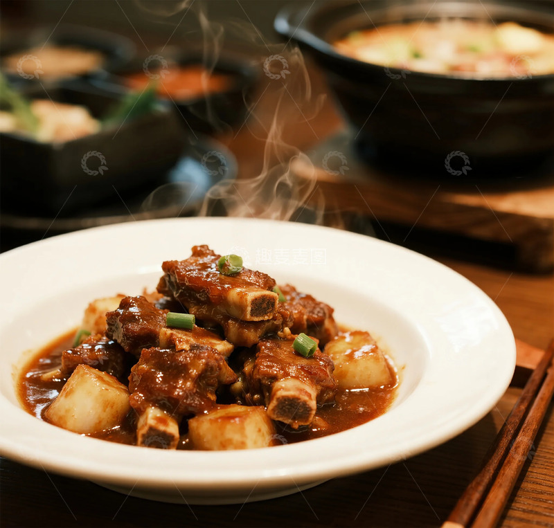 高清大图下载【趣麦麦图】热气腾腾的红烧肉美食摄影