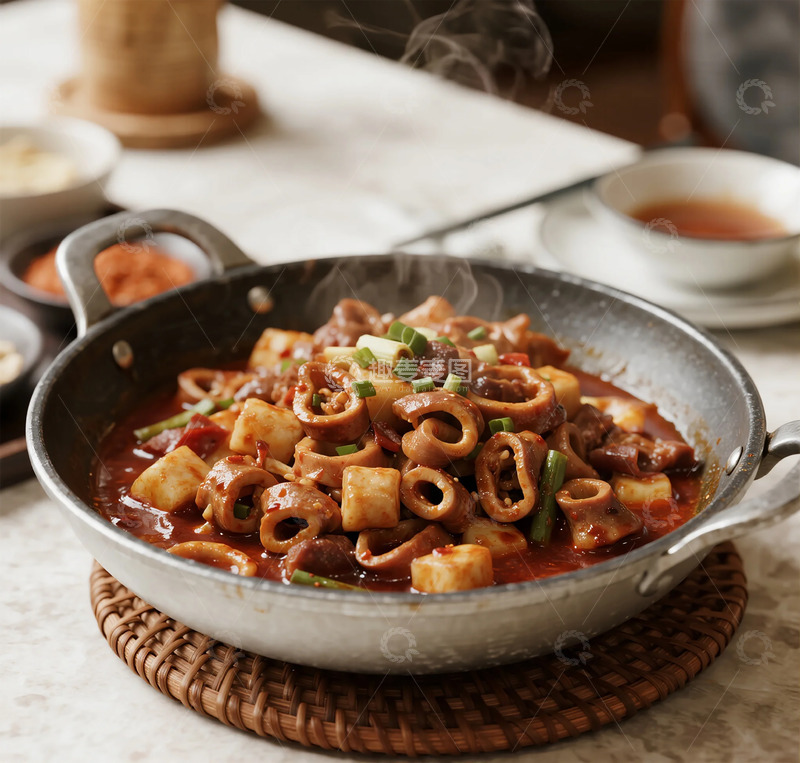 高清大图下载【趣麦麦图】韩式香辣炒猪肠美食摄影图片