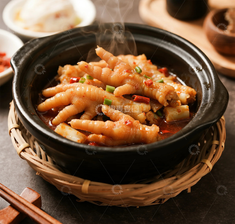 高清大图下载【趣麦麦图】中式美食炖鸡爪砂锅煲