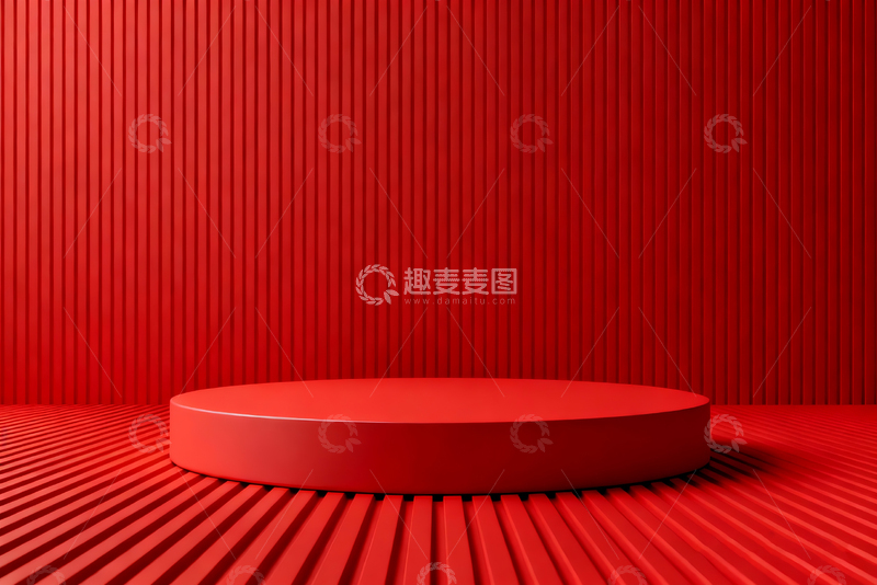 高清大图下载【趣麦麦图】红色空置展台背景图3