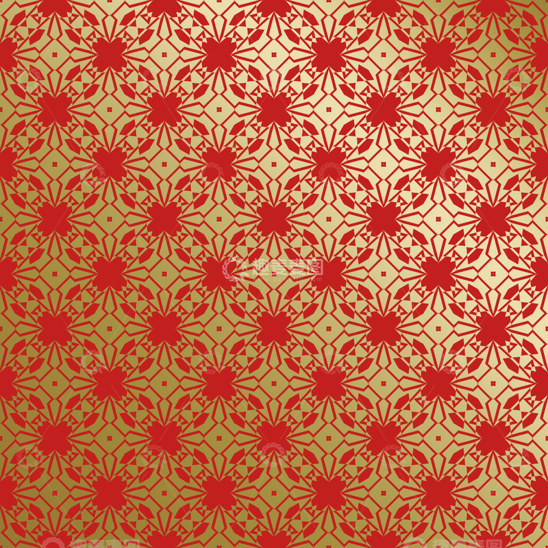 源文件下载【趣麦麦图】红金中式几何花纹背景图35