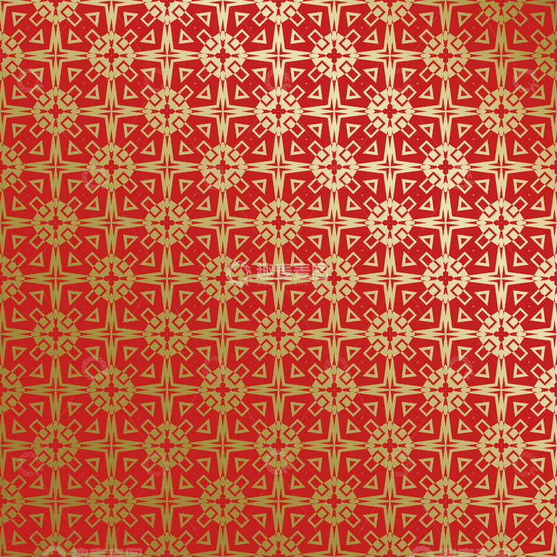 源文件下载【趣麦麦图】红金中式几何花纹背景图77