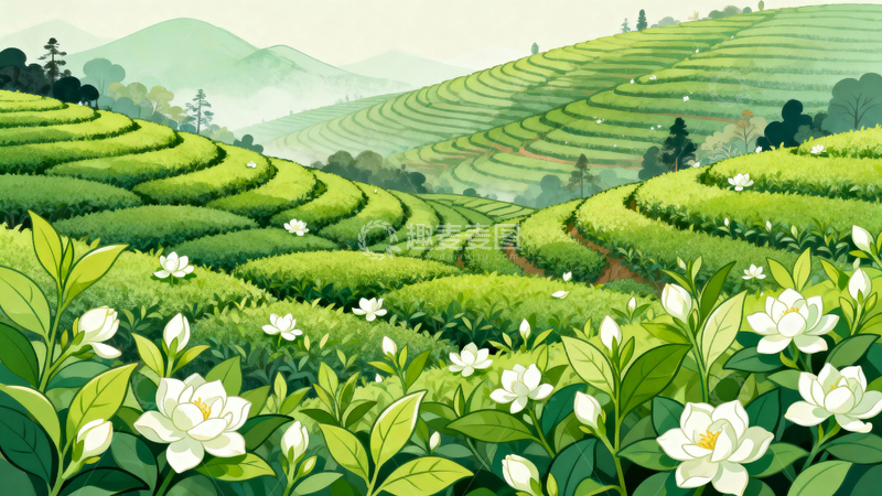 高清大图下载【趣麦麦图】绿茶春茶茉莉花茶5