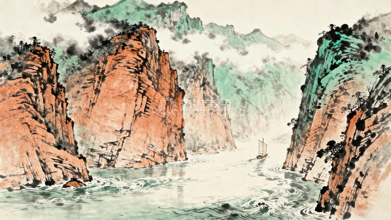 高清大图下载【趣麦麦图】国画古诗封面三峡奇观9