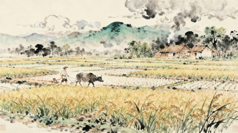 高清大图下载【趣麦麦图】国画田间劳作7