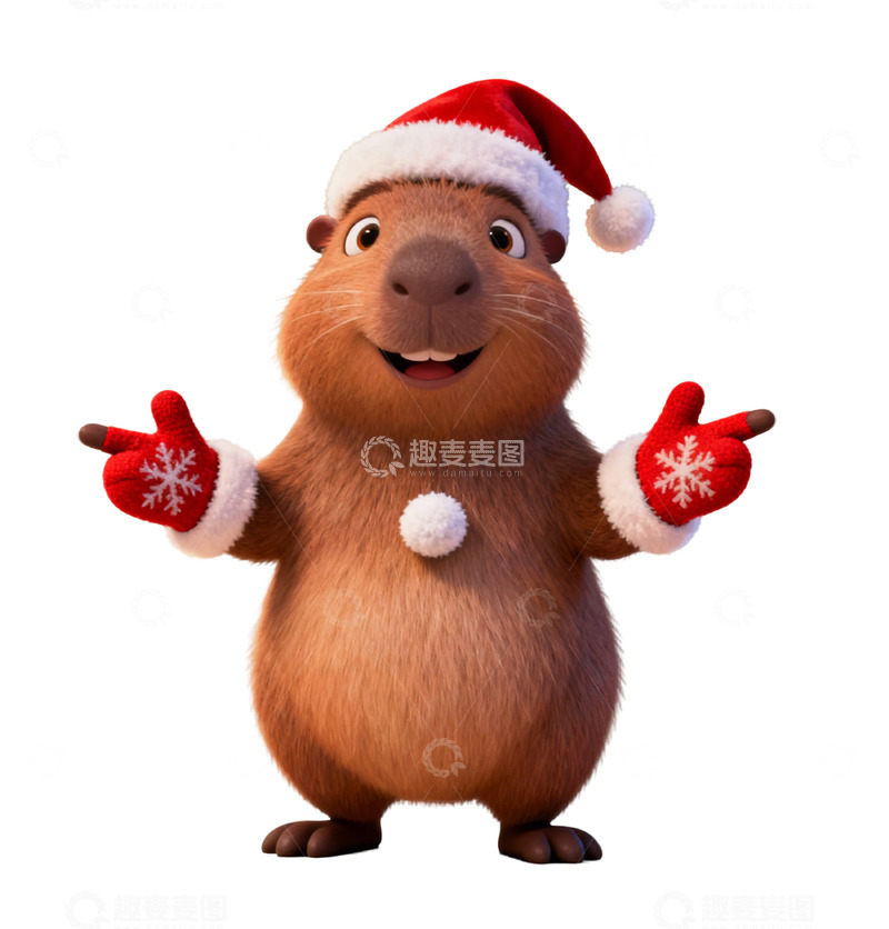 高清大图下载【趣麦麦图】卡通可爱圣诞节卡皮巴拉