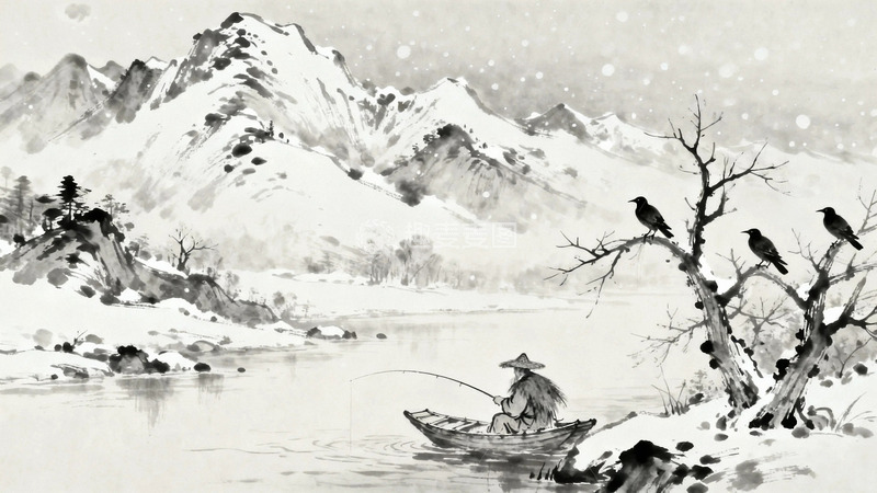 高清大图下载【趣麦麦图】古诗封面独钓寒江雪3
