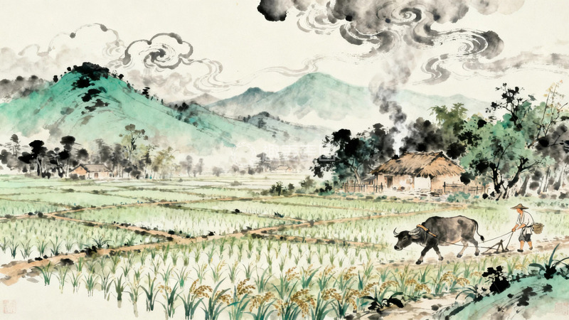 高清大图下载【趣麦麦图】国画田间劳作3