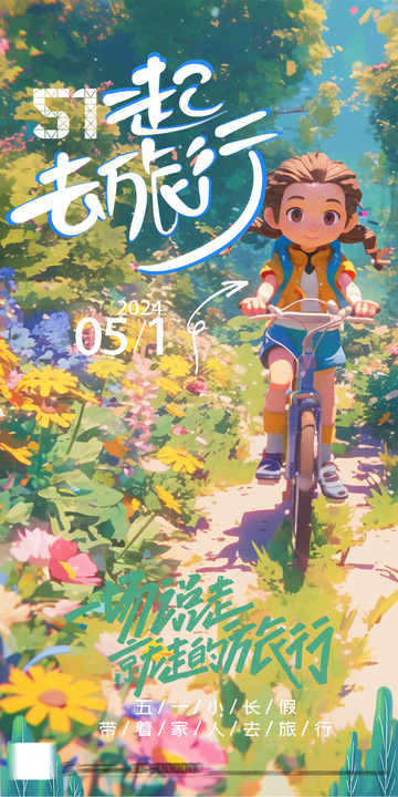五一假期骑行旅行海报