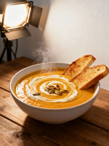 暖光南瓜汤美食摄影