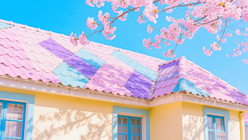 彩屋樱花春日美景插画写实感图片