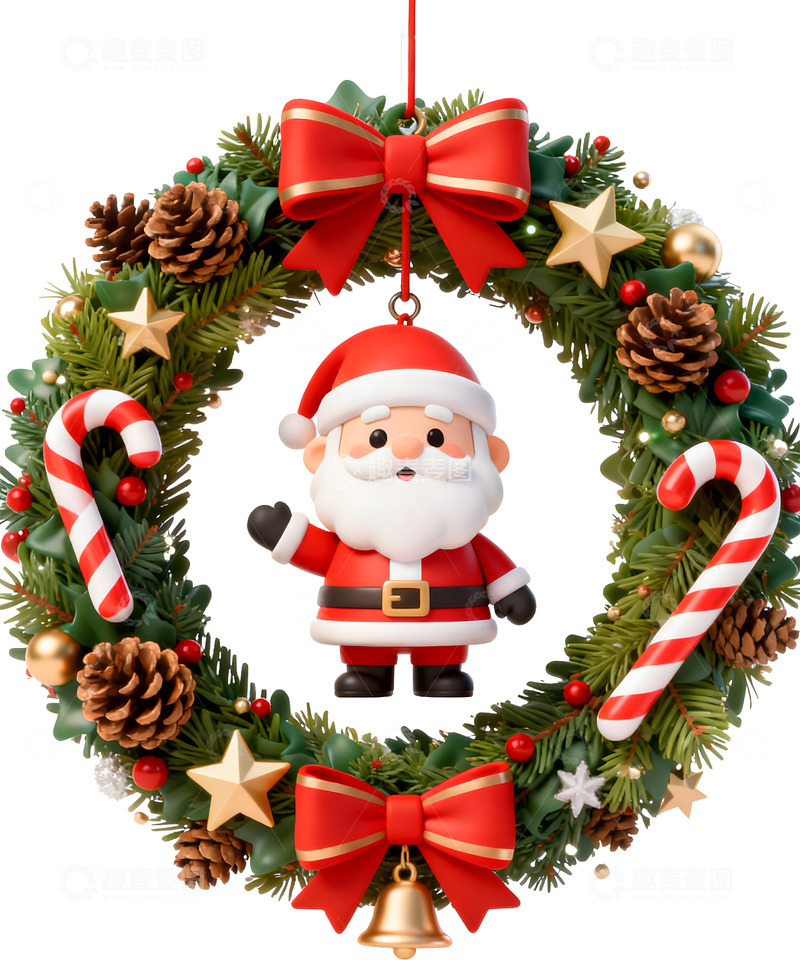 高清大图下载【趣麦麦图】圣诞节卡通花环