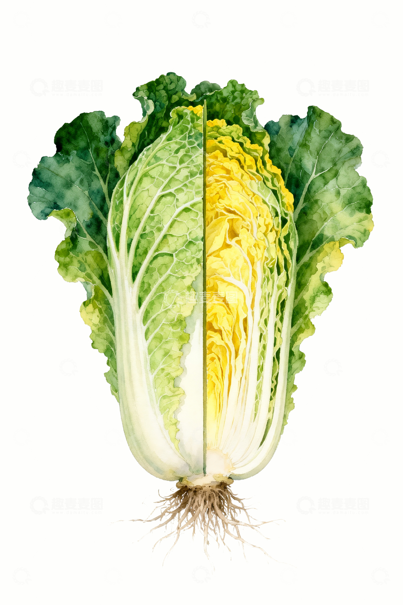 源文件下载【趣麦麦图】水彩风格白菜1