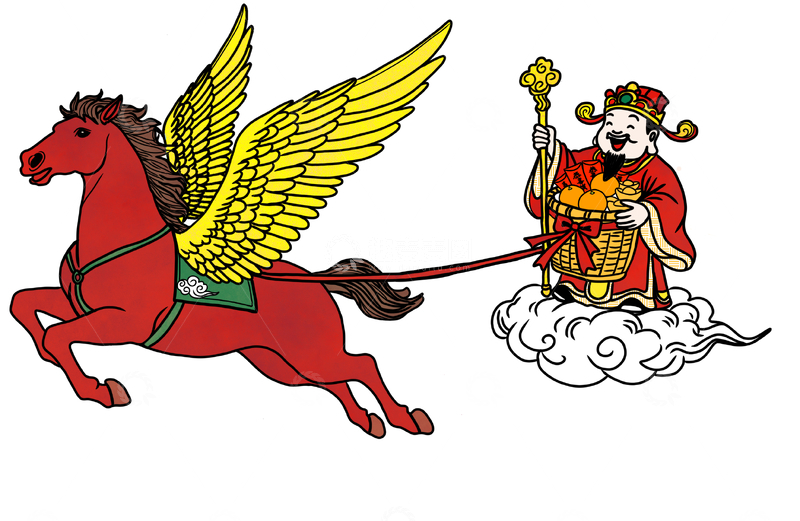 源文件下载【趣麦麦图】神马携财神爷到