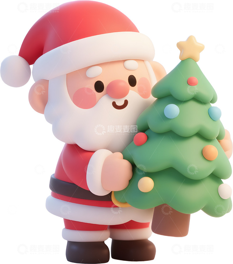 高清大图下载【趣麦麦图】圣诞树与圣诞老人