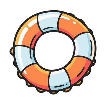卡通游泳圈插画设计素材