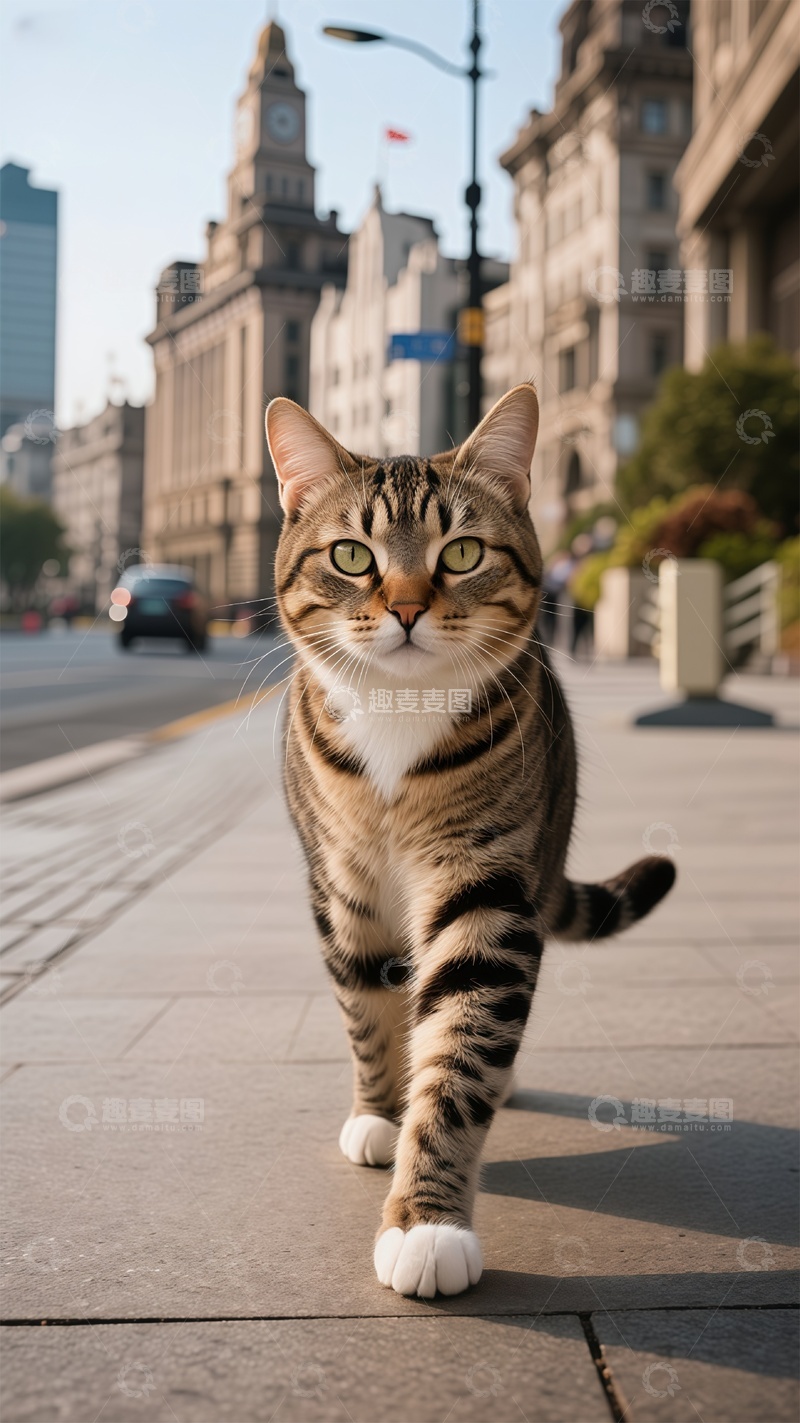 高清大图下载【趣麦麦图】城市街头狸花猫摄影