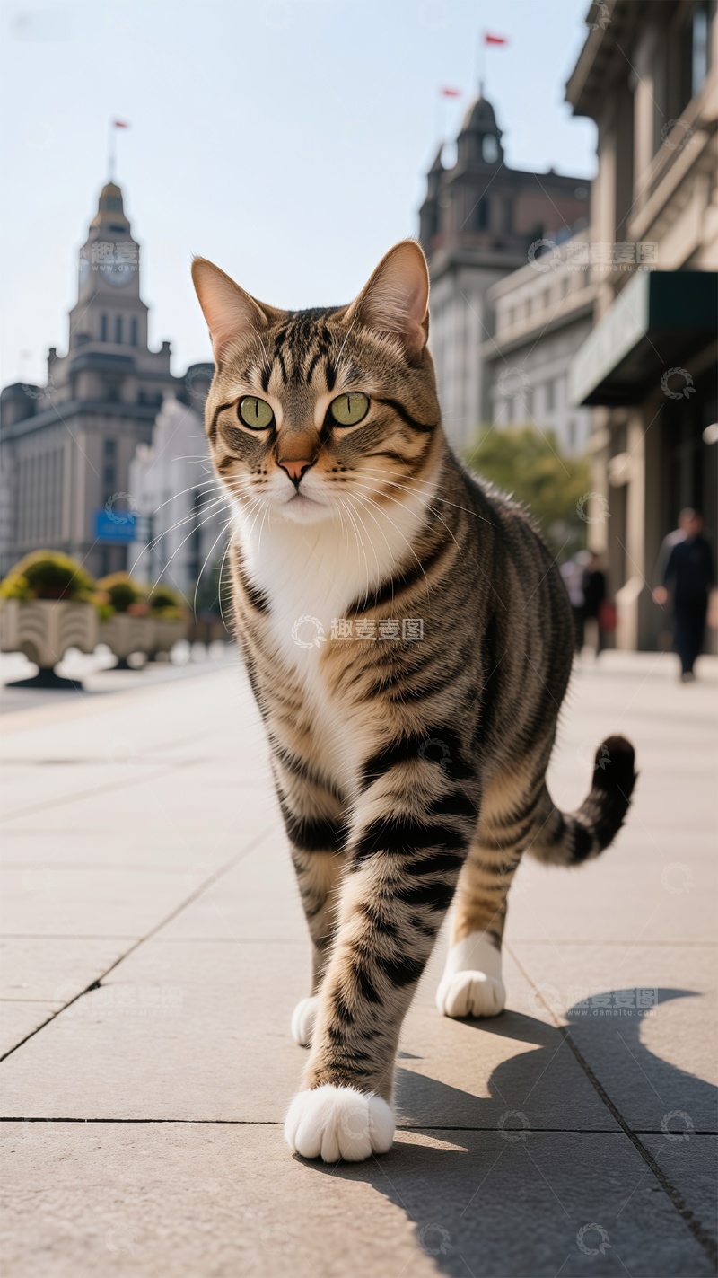 高清大图下载【趣麦麦图】城市街头狸花猫摄影宠物场景