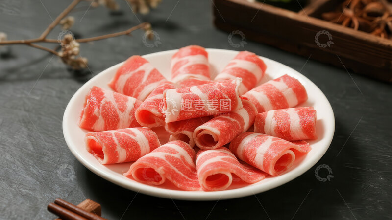 高清大图下载【趣麦麦图】牛肉卷  卷曲  匀称