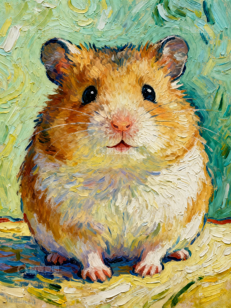 高清大图下载【趣麦麦图】油画风格仓鼠写实绘画