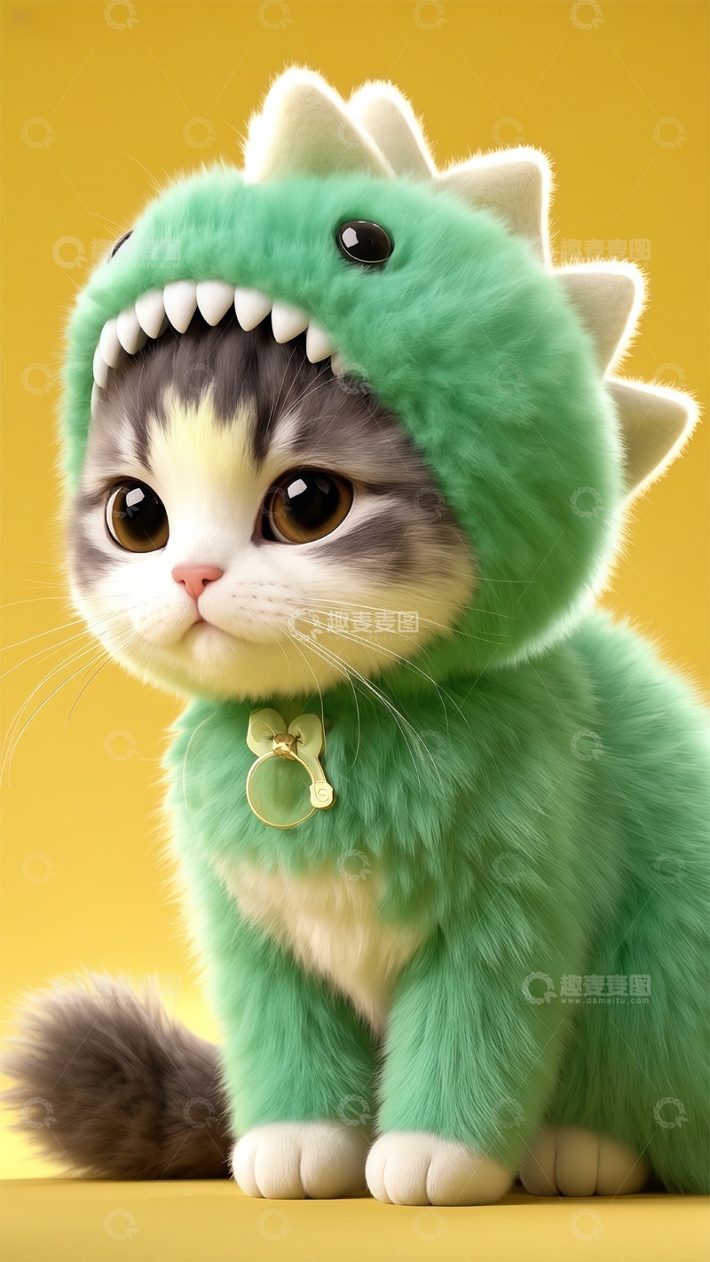 高清大图下载【趣麦麦图】卡通绿猫萌趣形象