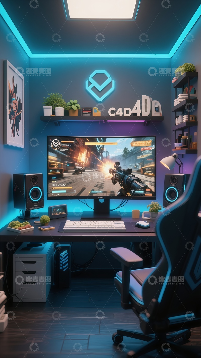 高清大图下载【趣麦麦图】电竞房科技感电脑配置壁纸