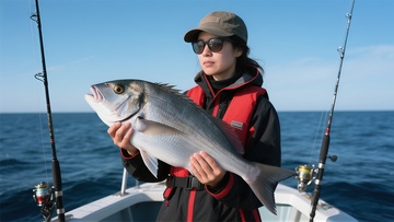 海上钓鱼捕获大鱼实拍照片