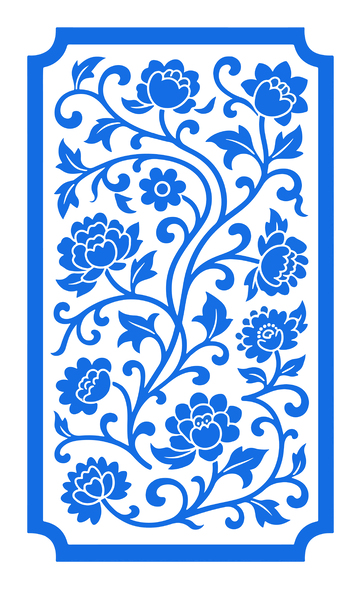 青花瓷风格花卉图案装饰设计