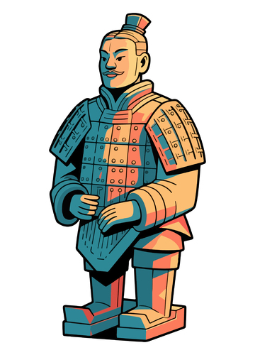 卡通兵马俑插画素材