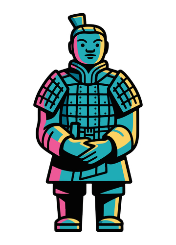 卡通兵马俑插画设计素材