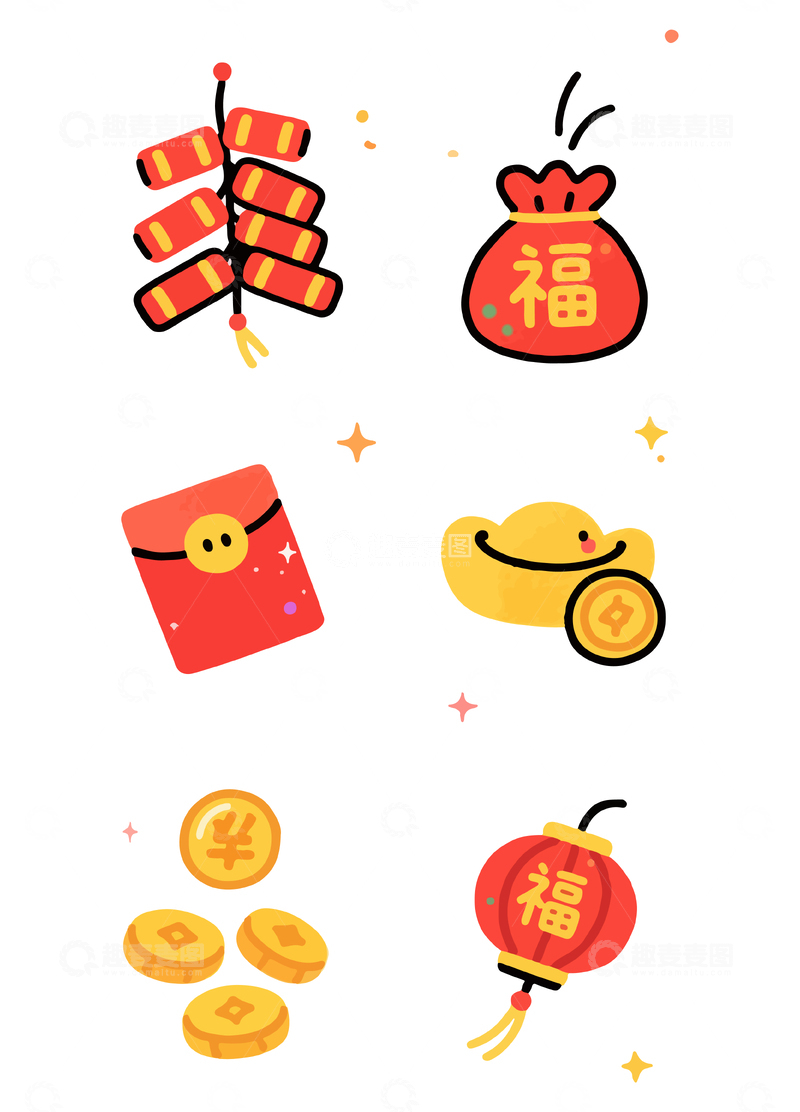 新春喜庆元素插画设计素材