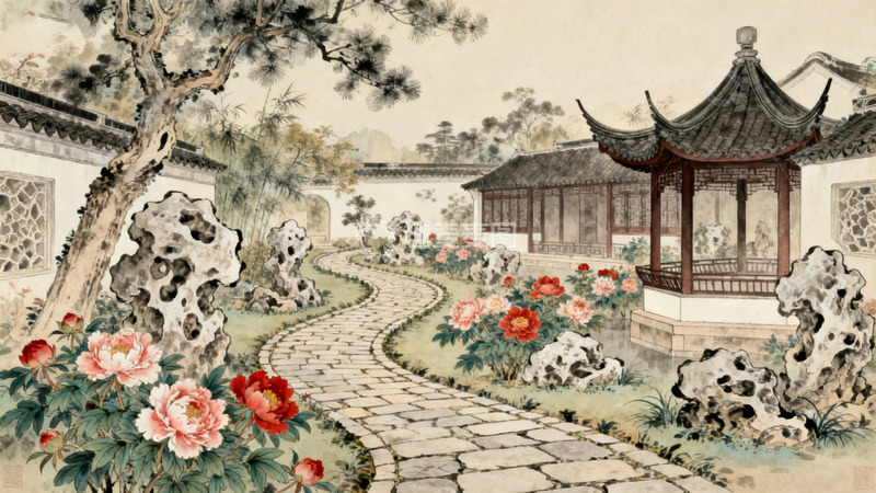 高清大图下载【趣麦麦图】牡丹园里的亭子4