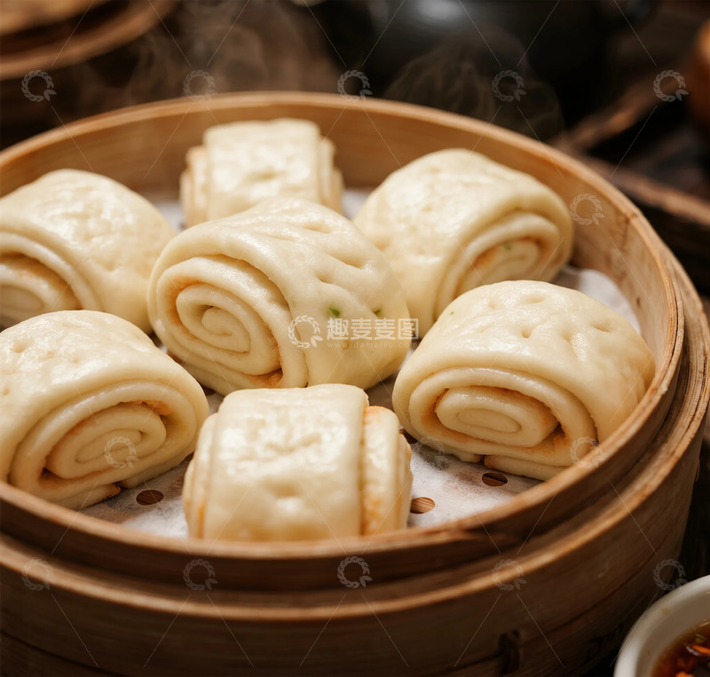 高清大图下载【趣麦麦图】蒸笼花卷美食摄影